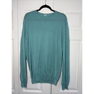 Malo Crewneck Sweater Mens Size 58 XL Teal Blue Virgin Wool Italy Luxury Knit